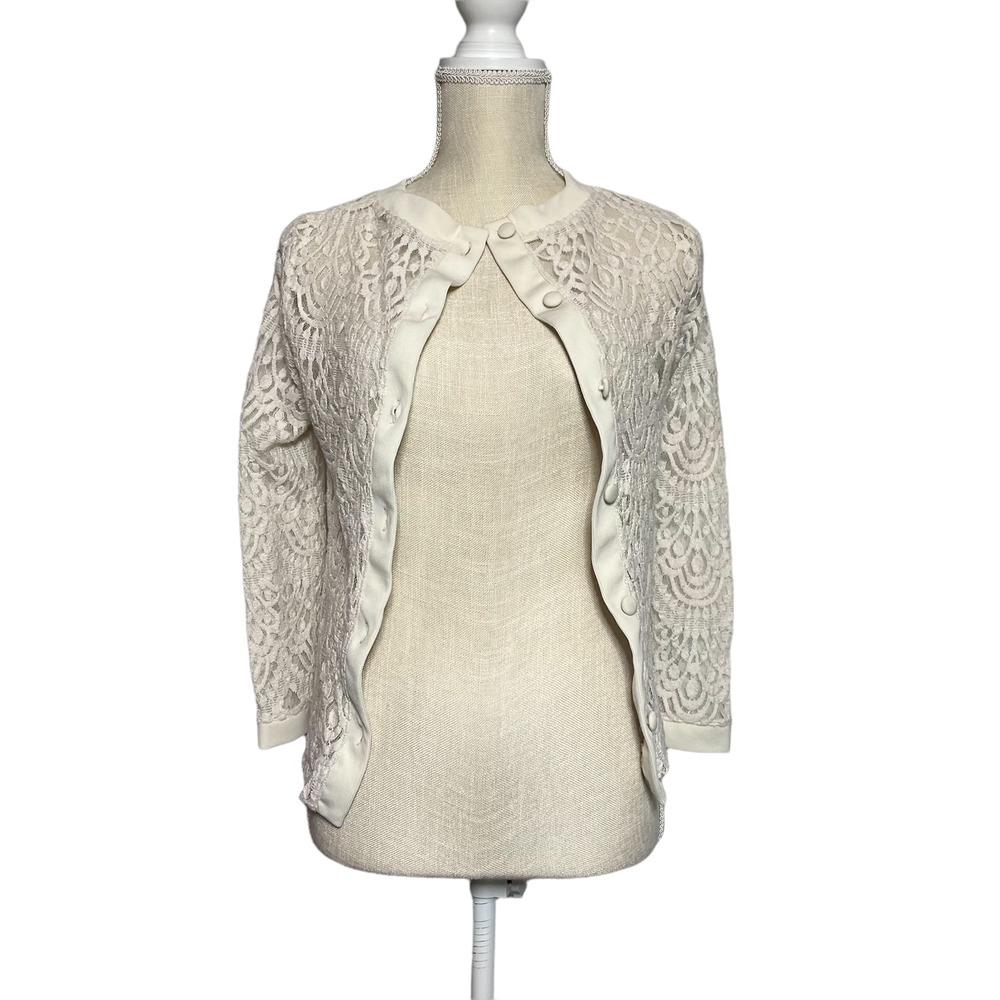 Banana Republic Cream Lace Long Sleeve Sweater Size XS